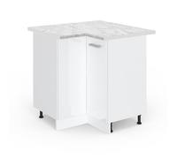 Meuble d'angle R-Line, 75.6 cm , PT Marbre, Blanc Haute brillance, Vicco