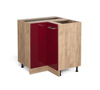 Vicco Meuble d'angle R-Line, Rouge Bordeaux Haute Brillance/Chêne de Force doré, 75.6 cm sans Plan de Travail