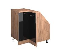 Vicco Meuble de Cuisine d'angle pour combles R-Line, Noir Haute Brillance, 75.6cm avec 1 Porte