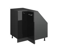 Vicco Meuble de Cuisine d'angle pour combles R-Line, Noir Haute Brillance, 75.6cm avec 1 Porte