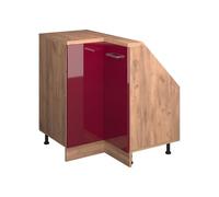 Vicco Meuble de Cuisine d'angle pour combles R-Line, Rouge Brillant, 75.6cm avec 1 Porte
