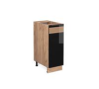 Vicco meuble de cuisine Fame-Line, 30 cm sans plan de travail, Chêne noir brillant/chêne doré
