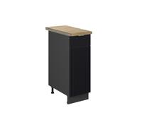 Vicco Meuble de Cuisine Fame-Line, Noir rayé, 30cm, PT Chêne, à Combiner avec d'autres modules de la série Fame-Line