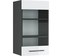 Vicco meuble de cuisine haut vitré Fame-Line, 40 cm, Blanc Haute brillance/Anthracite