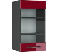 Vicco Meuble de Cuisine Haut vitré Fame-Line, Rouge Bordeaux Haute Brillance/Anthracite, 40 cm