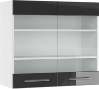 Vicco meuble de cuisine haut vitré Fame-Line, 80 cm, Anthracite Haute brillance/Blanc