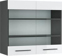 Vicco meuble de cuisine haut vitré Fame-Line, 80 cm, Blanc Haute brillance/Anthracite