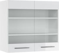 Vicco Meuble de Cuisine Haut vitré Fame-Line, Blanc Haute Brillance/Blanc, 80 cm