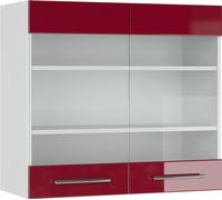 Vicco Meuble de Cuisine Haut vitré Fame-Line, Rouge Bordeaux Haute Brillance/Blanc, 80 cm