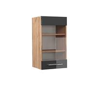 Vicco Meuble de Cuisine Haut vitré Fame-Line, Anthracite Haute Brillance/Chêne de Force doré, 40 cm