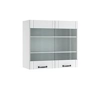 Vicco Meuble de Cuisine Haut vitré Fame-Line, Blanc Campagne/Blanc, 80 cm