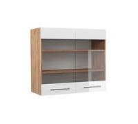 Vicco meuble de cuisine haut vitré Fame-Line, Blanc Haute brillance, 80 cm