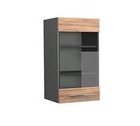 Vicco Meuble de Cuisine Haut vitré Fame-Line, Chêne de Force doré/Anthracite, 40 cm