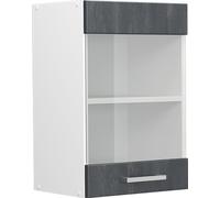 Vicco meuble de cuisine haut vitré R-Line, 40 cm, Béton noir/Blanc