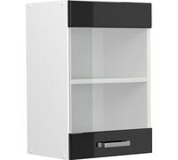 Vicco Meuble de Cuisine Haut vitré R-Line, Noir Haute Brillance/Blanc, 40 cm