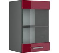 Vicco meuble de cuisine haut vitré R-Line, 40 cm, Rouge bordeaux Haute brillance/Anthracite