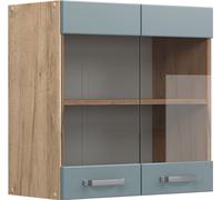 Vicco meuble de cuisine haut vitré R-Line, 60 cm, Bleu-gris/Chêne de force doré