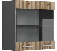 Vicco meuble de cuisine haut vitré R-Line, 60 cm, Chêne Artisan/Anthracite