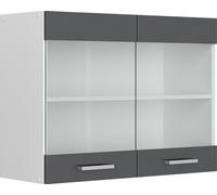Vicco meuble de cuisine haut vitré R-Line, 80 cm, Anthracite Haute brillance/Blanc
