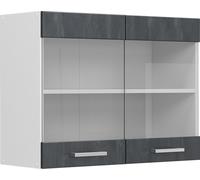 Vicco meuble de cuisine haut vitré R-Line, 80 cm, Béton noir/Blanc