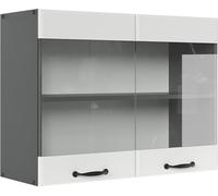 Vicco meuble de cuisine haut vitré R-Line, 80 cm, Blanc campagne/Anthracite