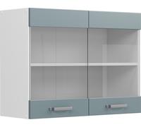 Vicco Meuble de Cuisine Haut vitré R-Line, Bleu-Gris/Blanc, 80 cm