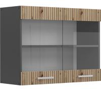 Vicco meuble de cuisine haut vitré R-Line, 80 cm, Chêne Artisan/Anthracite