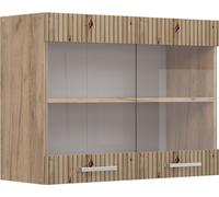 Vicco meuble de cuisine haut vitré R-Line, 80 cm, Chêne Artisan/Chêne de force doré