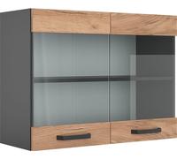 Vicco meuble de cuisine haut vitré R-Line, Chêne de force doré, 80 cm