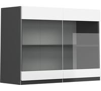 Vicco meuble de cuisine haut vitré R-Line, 80 cm J-Shape, Blanc/Anthracite
