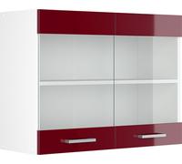 Vicco meuble de cuisine haut vitré R-Line, 80 cm, Rouge bordeaux Haute brillance/Blanc