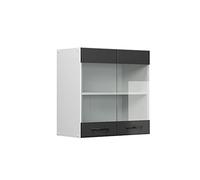 Vicco Meuble de Cuisine Haut vitré R-Line, Anthracite Campagne/Blanc, 60 cm