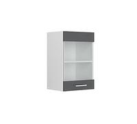 Vicco Meuble de Cuisine Haut vitré R-Line, Anthracite Haute Brillance/Blanc, 40 cm