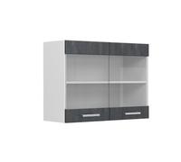 Vicco Meuble de Cuisine Haut vitré R-Line, Béton Noir/Blanc, 80 cm