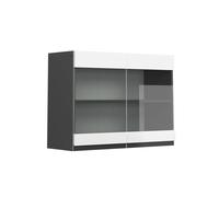Vicco Meuble de Cuisine Haut vitré R-Line, Blanc/Anthracite, 80 cm J-Shape