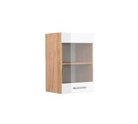 Vicco Meuble de Cuisine Haut vitré R-Line, Blanc Haute Brillance/Chêne de Force doré, 40 cm