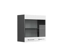 Vicco Meuble de Cuisine Haut vitré R-Line, Blanc Haute Brillance/Anthracite, 60 cm