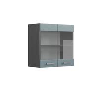 Vicco Meuble de Cuisine Haut vitré R-Line, Bleu-Gris/Anthracite, 60 cm