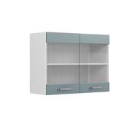 Vicco Meuble de Cuisine Haut vitré R-Line, Bleu-Gris/Blanc, 80 cm