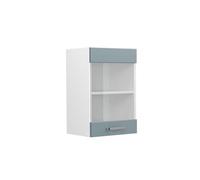 Vicco Meuble de Cuisine Haut vitré R-Line, Bleu-Gris/Blanc, 40 cm