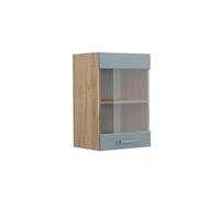 Vicco Meuble de Cuisine Haut vitré R-Line, Bleu-Gris/Chêne de Force doré, 40 cm