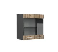 Vicco Meuble de Cuisine Haut vitré R-Line, Chêne Artisan/Anthracite, 60 cm