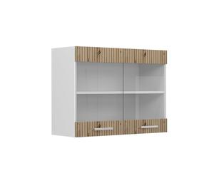 Vicco Meuble de Cuisine Haut vitré R-Line, Chêne Artisan/Blanc, 80 cm