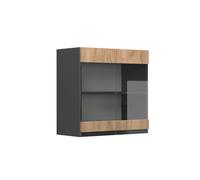 Vicco Meuble de Cuisine Haut vitré R-Line, Chêne de Force doré/Anthracite, 60 cm J-Shape