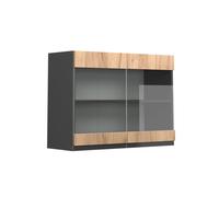 Vicco meuble de cuisine haut vitré R-Line, 80 cm J-Shape, Chêne de force doré/Anthracite