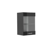 Vicco Meuble de Cuisine Haut vitré R-Line, Noir Haute Brillance/Anthracite, 40 cm