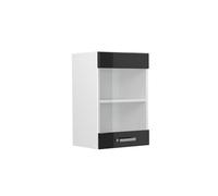 Vicco meuble de cuisine haut vitré R-Line, 40 cm, Noir Haute brillance/Blanc