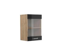 Vicco meuble de cuisine haut vitré R-Line, Noir Haute brillance, 40 cm