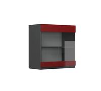 Vicco Meuble de Cuisine Haut vitré R-Line, Rouge/Anthracite, 60 cm J-Shape