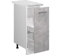 Vicco meuble de cuisine R-Line, 30 cm avec plan de travail, Béton/Blanc